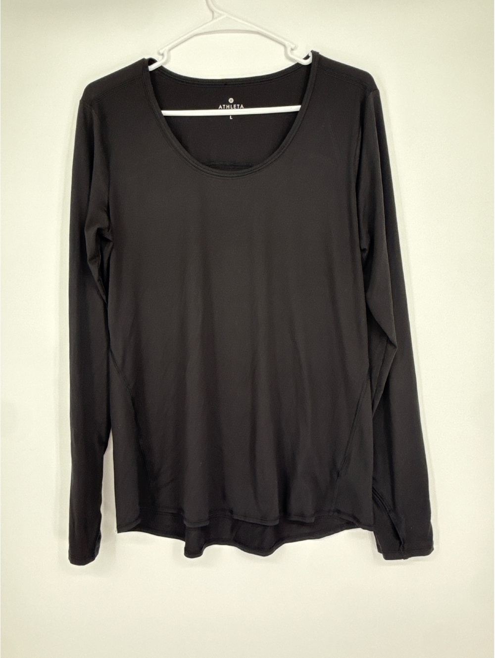 Athleta Black Long Sleeve Scoop Neck Activewear Top Large